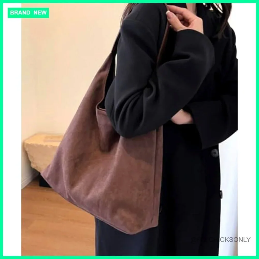 Large Slouchy Suede Hobo Tote Shoulder Bag with Magnetic Closure